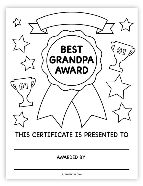 best grandpa award Free Printable Certificates, Grandparents Day Crafts, Mother's Day Printables, Homeschool Preschool Activities, Award Template, Word Search Printables, Best Grandpa, School Certificates, Valentine's Day Printables