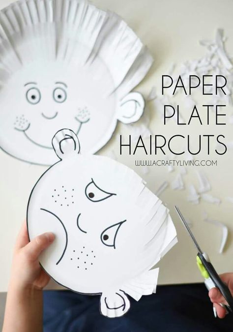 fun scissor activity for preschool Haircuts For Toddlers, Cutting Activities, Preschool Fine Motor, Aktivitas Montessori, Paper Plate Crafts, Toddlers And Preschoolers, Skills Activities, Groundhog Day, Toddler Fun