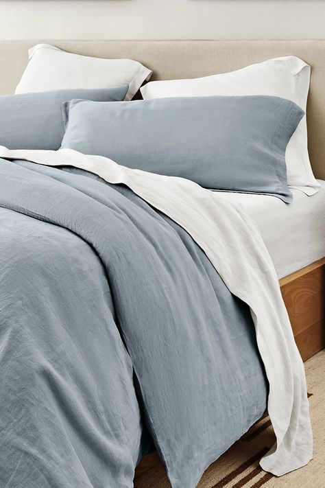 Blue Comforter Bedroom, Blue Bedding Bedroom, Light Blue Comforter, Blue And Grey Bedding, Light Blue Bedding, Linen Comforter, Blue Comforter Sets, Blue Comforter, Blue Duvet