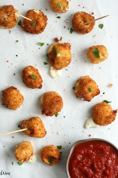 40 Cheese Appetizers That Are Ooey, Gooey and Oh So Easy to Make #purewow #food #cooking #cheese #appetizer #snack #recipe Holiday Finger Foods, Mozzarella Bites, Super Bowl Snack Recipes, Small Appetizers, Appetizers For A Crowd, Tailgating Recipes, Finger Foods Easy, Best Appetizer Recipes, Superbowl Snacks