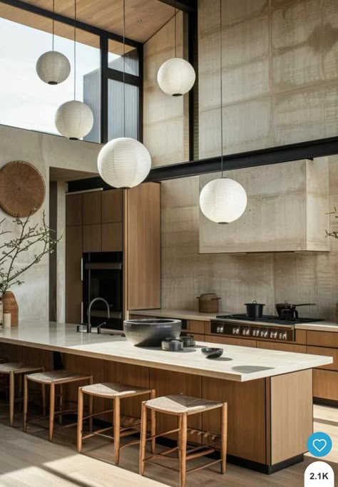 Japandi Kitchen Ideas, Japanese Kitchen Design, Japandi Kitchen Design, Kitchen With High Ceilings, Modern Contemporary Kitchen, Japandi Kitchen, Style Japandi, Modern Japandi, Japandi Interiors