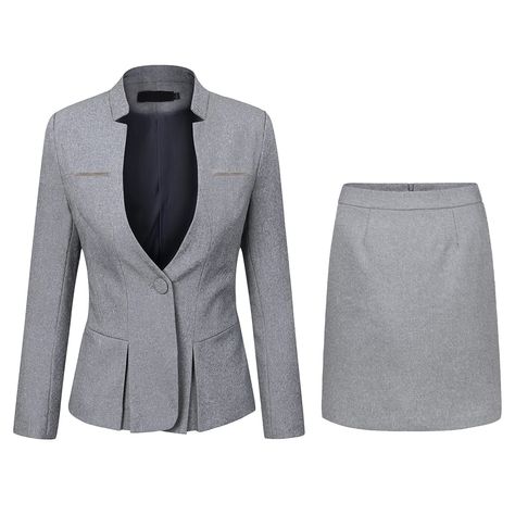 Business Skirt, Slim Fit Blazer, Stylish Suit, Skirt Suit Set, Knee Skirts, Slim Fit Blazers, Blazer And Skirt, Work Trousers, Elegant Skirt