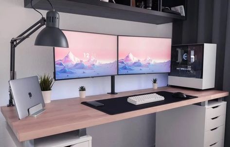 The Ultimate Setup with IKEA Desk for gaming - Minimal Desk Setups Minimal Desk Setup, Wide Desk, Minimal Desk, Game Setup, Gaming Desk Setup, Computer Gaming Room, Computer Desk Setup, Cozy Life, Gamer Setup