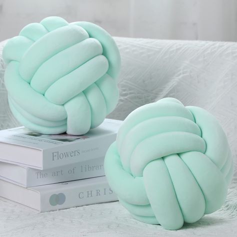 PRICES MAY VARY. Set Included: one set has 2 knot pillows in the package, they are both light green, and the size is about 7.87 inches/ 20 cm, the pillows are soft, suitable for holding, 2 pillows allow you to use interchangeably Soft Material: the knot ball pillow is made of soft plush fabric filled with cotton to offer you and your family comfortable feeling every single time you hold this plush knot ball pillow in your arms, 2 pillows allow you to use interchangeably; Since these round ball p Ocean Throw Pillows, Knot Aesthetic, Aesthetic Throw Pillows, Bedroom Reset, Trendy Pillows, Room Finds, Knot Pillows, Bed Inspo, Blue Room Decor