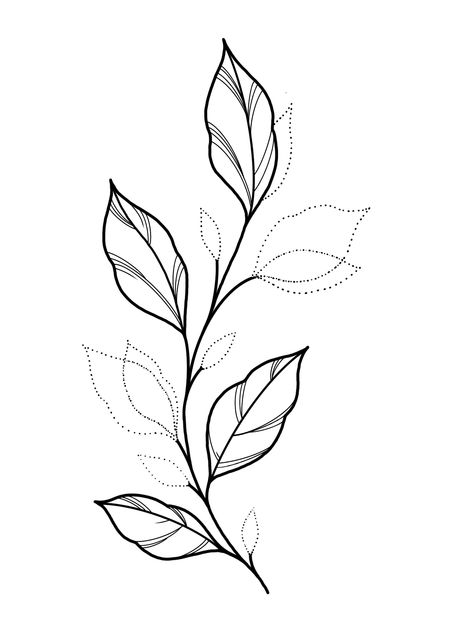 Leaf Designs Drawing, Leaves Outline Tattoo, Fineline Plant Tattoo, Plant Tattoo Stencil, Plant Leaf Tattoo, Plant Tatoos, Autumn Tattoo Ideas, Leaves Tattoo Design, Leaf Tattoo Design