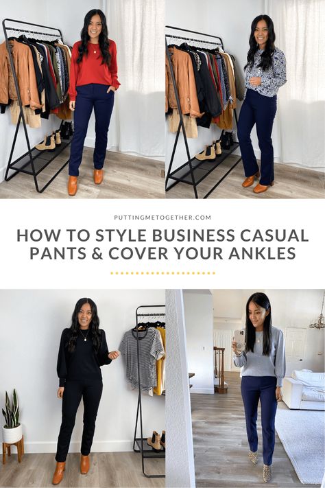 How To Style Business Casual Pants With Boots In the Winter to Cover Your Ankles Dress Pants With Boots, Ankle Boots Outfit Work, Casual Outfits With Boots, Pants With Boots, Business Casual Outfits Winter, Style Business Casual, Business Casual Winter, Dress Pants Outfits, Business Casual Pants