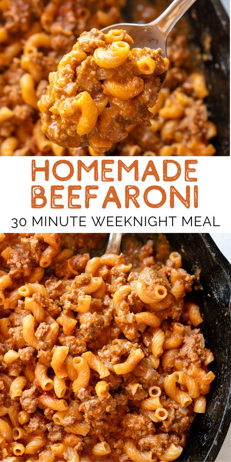 Easy beefaroni is even better when it’s homemade! This quick recipe is the perfect kid-friendly weeknight meal when you want something simple and delicious. Easy Dinner For Two Cheap, Cheap Easy Meals For Picky Eaters, Easy Home Cooked Meals Simple, Easy Dinners Kids Can Make, Quick Easy Cheap Dinner Ideas, Quick And Easy Kid Friendly Dinners, Extremely Picky Eater Meals, Easy At Home Dinners, Simple Recipes For Dinner Easy