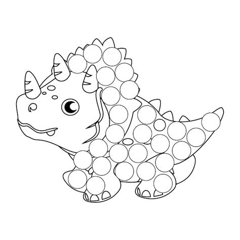 Premium Vector | Dinosaur Dot Marker Coloring Pages For Kids Premium Vector Marker Coloring Pages, Marker Coloring, Dot Marker Activities, Dot Markers, Dots Art, Coloring Pages For Kids, Coloring Page, Premium Vector, Markers