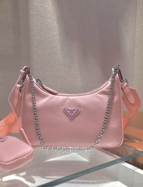 Pink Prada Bag, Pink Prada, Mode Rose, Trendy Purses, Luxury Bags Collection, Aesthetic Bags, Handbag Essentials, Girly Bags, Luxury Purses