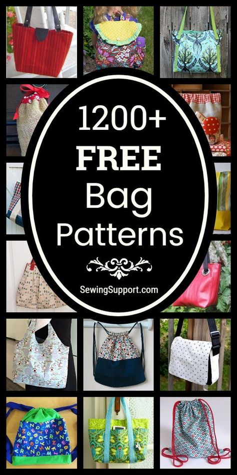 Free Bag Patterns to sew. Over 1200 sewing patterns, diy projects, and tutorials for fabric bags. Sew tote bags, easy drawstring bags, crossbody purses, messenger, hobo, and sling bags, duffle, weekender and travel bags, lunch bags, and more. Gift Bag Patterns To Sew, Vintage Bag Patterns Free Sewing, Free Small Bag Patterns, Patchwork Bag Patterns Free, Quilt Bag Patterns Free, Denim Bag Tutorial Free Pattern, Sewing Patterns For Bags Free, Sewing Patterns Purse, Backpack Patterns To Sew Free