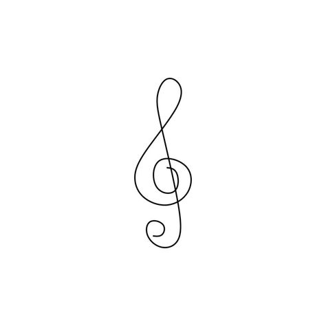 Simple Treble Clef Tattoo, Music One Line Drawing, Treble Clef Drawing, Tattoo Nota Musical, Minimalist Music Tattoo, Music Symbols Art, Music Line Art, Clef Tattoo, Music Symbol Tattoo