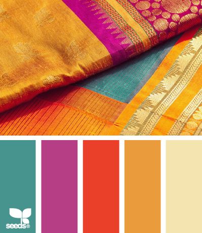 Silk Brights color palette #diwali (photo courtesy: design-seeds) #FireAndRain Jli Kurdi, Indian Colours, Palette Design, Colors Schemes, Textil Design, Orange Design, Color Palate, Design Seeds, Color Stories