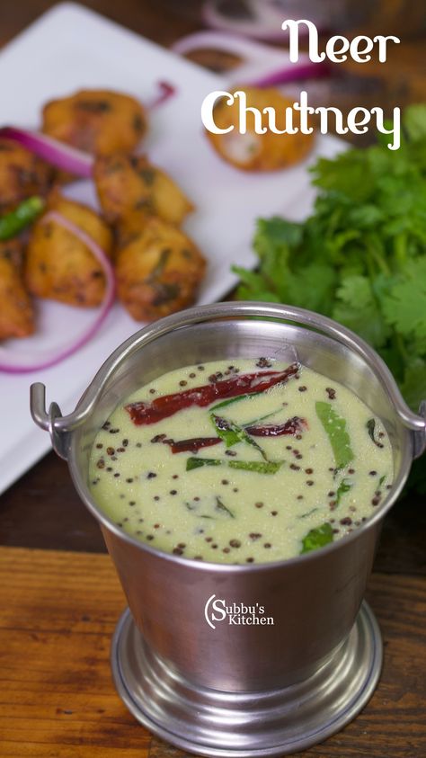 Neer Chutney is a popular chutney in office canteens or railway canteen. A diluted chutney made with roasted gram, green chili, ginger, garlic and very little coconut that is served with idli/dosa. Hyderabad Food, Ginger Chutney Recipe, Chutney Varieties, Idli Chutney, Karnataka Recipes, Tamil Cooking, Indian Chutney Recipes, Podi Recipe, Ginger Chutney