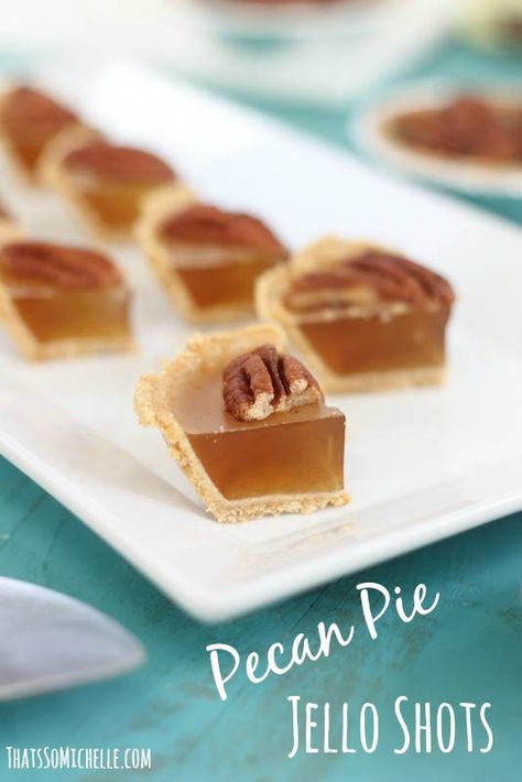 pecan pie jello shots pin Mojito Jello Shots, Hello Shots, Christmas Jello Shots, Best Jello Shots, Jello Pudding Shots, Jelly Shots, Pudding Shots, Jello Shot Recipes, Jello Shot