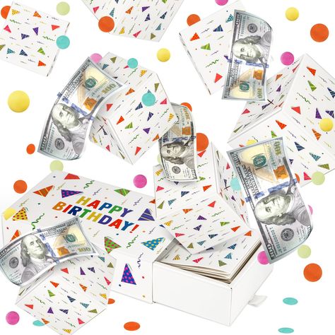 PRICES MAY VARY. 🎁【Birthday Surprise Gift Box Explosion】 - Get ready for the ultimate fun with surprise gift box explosion! It's so much more exciting than just giving money. No one can refuse to receive such a novelty gift box on their birthday! When recipients open the surprise exploding box, the gifts like money photos blessing letters inside will magically pop out, making the person instantly surprised and excited! Get your camera ready to record the moment and make unforgettable memories f Happy Birthday Surprise, Surprise Gift Box, Toy Money, Pop Box, Birthday Money, Gift Idea For Women, Surprise Box Gift, Cash Gift, Exploding Boxes