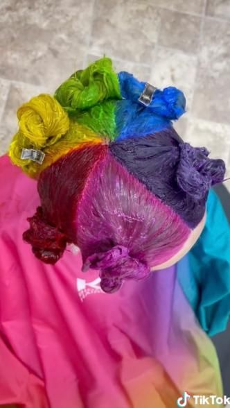 Kids Dyed Hair, Diy Rainbow Hair, Hair Dye For Kids, Short Rainbow Hair, First Day Of 1st Grade, Hair Rainbow, Dyed Tips, Peekaboo Hair, Long Blond