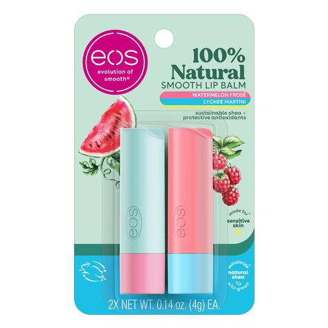 Today Buy eos 100% Natural Lip Balm - Watermelon Frose & Lychee Martini | 2-Pack at Walmart.com Eos Chapstick, Lychee Martini, Lip Balm Stick, Eos Lip Balm, Frosé, Organic Lip Balm, Kaffir Lime, Natural Lip Balm, Natural Lip