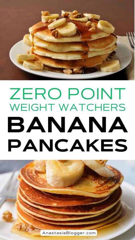 Zero Point Flourless Weight Watchers Banana Pancakes | 0 SmartPoints! These 0 Point Weight Watchers pancakes only use the natural sweetness of banana and don’t need any added sugar!#weight_watchers #weight_loss#recipes #pancakes #banana #smartpoints Pancake Banane, Weight Watchers Pancakes, Smores Dessert, Ww Recipe, Cucumber Diet, Weight Watchers Snacks, Weight Watchers Recipes Desserts, Ww Freestyle, Weight Watchers Breakfast