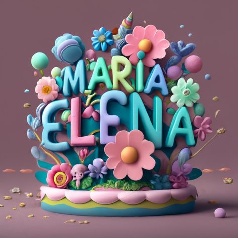 Ideogram Floating Bubbles, 3d Name, Maria Elena, Cute Flowers, Baby Unicorn, Background 3d, Small Details, Pastel Colors, Floating