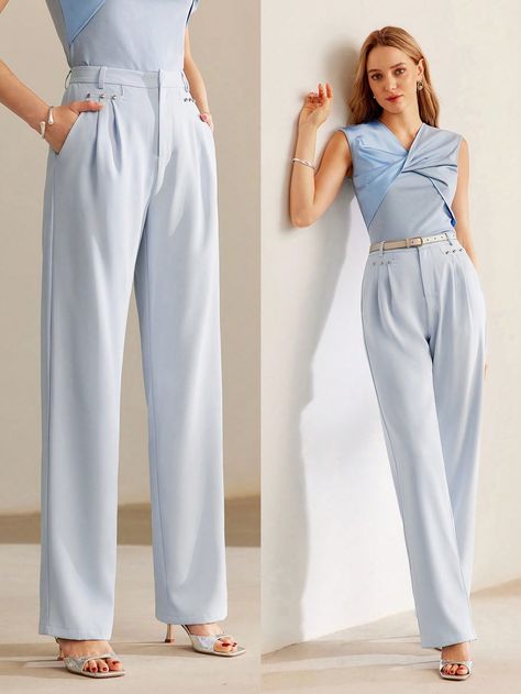 Color Clothes, Therapist Office, Pants Blue, Print Pajamas, Tailored Pants, Pajama Set Women, Blue Pants, Office Outfits, Maternity Bag