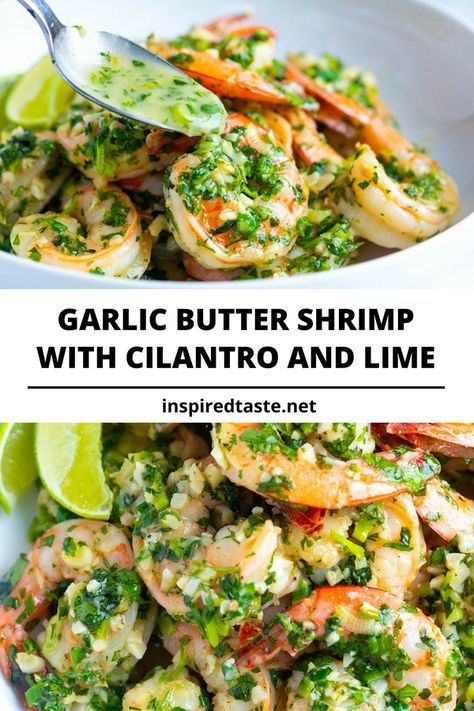 Easy Garlic Shrimp, Recipe With Cilantro, Buttered Shrimp Recipe, Cilantro Recipes, Resep Pasta, Resep Seafood, Pasta Rice, Garlic Butter Shrimp, Butter Shrimp