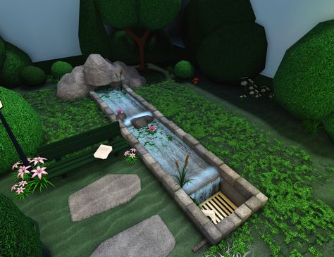 Bloxburg Zen Garden, Pond Ideas Bloxburg, Fairy Garden Bloxburg, Moana Bloxburg Decal, Bloxburg Fish Tank, Pond Bloxburg, Tree House Bloxburg, Bloxburg Pond Ideas, Green House Bloxburg