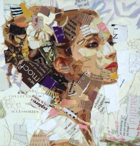 She is not loud, but her presence speaks volumes. Derek Gores, Kunst Collages, L'art Du Portrait, Collage Portrait, Art Du Collage, Collage Kunst, Magazine Collage, Paper Collage Art, Charcoal Drawings