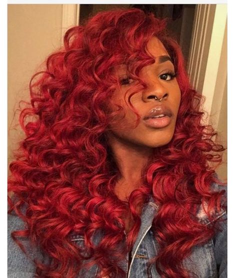 Long red curls Red Crotchet Hair, Red Crochet Hairstyles, Red Crochet Braids, Dark Ginger Hair, Weave Ideas, Red Hairstyles, Big 30, Fro Yo, Hair Colorful