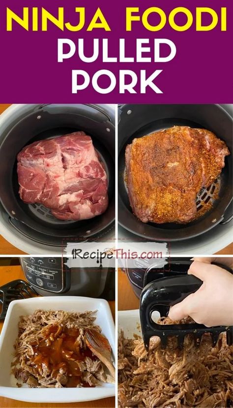 Recipes For Ninja Foodi Pressure Cooker, Pulled Pork In Air Fryer, Pulled Pork Ninja Foodi Recipe, Pulled Pork Air Fryer Recipe, Ninja Pressure Cooker Air Fryer Recipes, Pulled Pork Air Fryer, Ninja 5 In 1 Recipes, Ninja Foodi Dinner Recipes, Easy Ninja Foodi Recipes Dinner