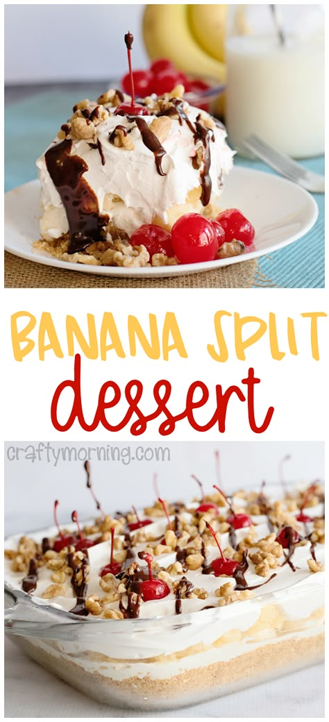 Summer Bbq Desserts, Bring To A Bbq, Cookout Desserts, Bbq Desserts, Banana Split Dessert, Banana Dessert, Dessert Party, Cold Desserts, Easy Summer Desserts