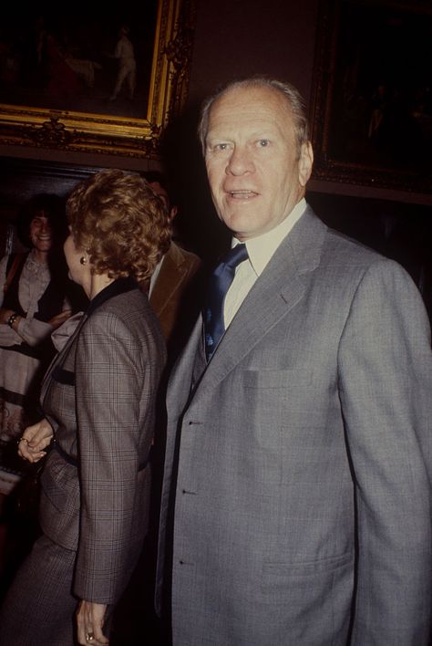 Gerald Ford with Betty Ford in the background; circa 1970; New York. (Photo by Art Zelin/Getty Images) Ww2 Leaders, 1970 New York, Gerald Ford, Betty Ford, Usa History, Michael Roberts, Presidents Of The United States, Rancho Mirage, United States Presidents