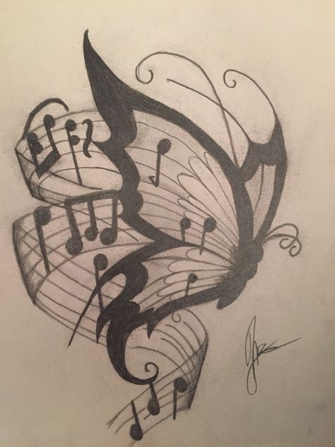 40 Beautiful Simple Butterfly Drawings In Pencil - Hobby Lesson Music Butterfly Drawing, Butterfly Drawing Creative, Drawing About Music, Music Drawings Creative, Cool Art Drawings Sketches Pencil, Music Art Drawing Creative, Butterfly Drawing Pencil, Butterfly Drawing Easy, Music Art Drawing