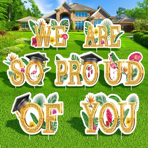 Signs For Graduation Party, Aloha Graduation Party, Luau Graduation Party, Hawaiian Graduation, Graduation Party High School, Luau Graduation, Trunk Party, Sign Decorations, Graduation Party High