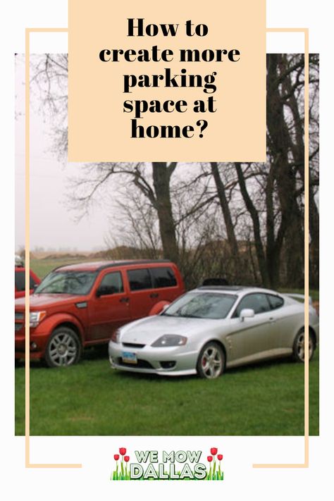 how to create more parking space at home Extra Parking In Front Yard, Backyard Parking Ideas, Additional Parking Ideas, Diy Parking Area, Diy Parking Pad, Car Parking Landscape, Parking Pad Ideas, Grass Pavers, Diy Driveway