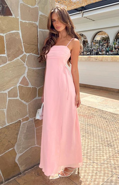 Flossie Pink Maxi Sleeveless Dress – Beginning Boutique US Birthday Maxi Dresses, Pink Summer Dress Long, Fancy Summer Dresses Long, Long Spring Formal Dresses, Baby Pink Dress Formal, Long Baby Pink Dress, Simple Flowy Prom Dress, Soft Pink Maxi Dress, Pink Prom Dresses Simple