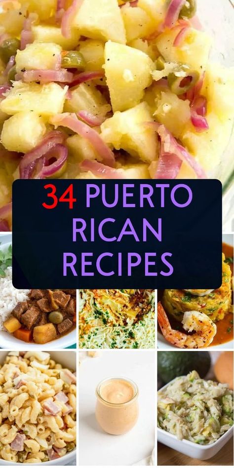 Discover the vibrant flavors of Puerto Rico! Explore these 34 mouthwatering recipes that blend Spanish, African, and indigenous influences for a true taste explosion. Get ready to savor the islands! Puerto Rican Bbq Food, Boricua Recipes Puerto Rico, Spanish Dishes Puerto Rico, Puerto Rican Vegetable Recipes, Spanish Food Recipes Puerto Rico, Latino Food Recipes, Pastelon Recipe Puerto Rico, Puerto Rican Food Authentic, Authentic Puerto Rican Recipes