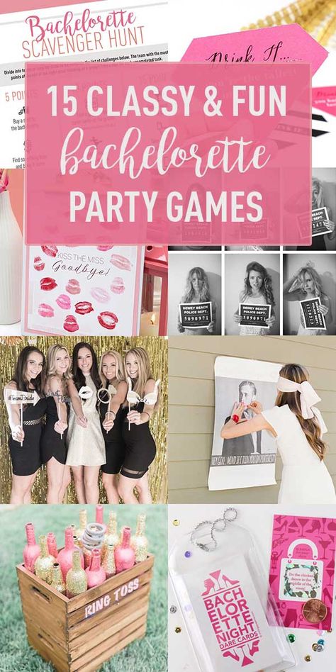 15 Cute & Classy Bachelorette Party Games    Get ideas, DIYs and Free Downloads for games the I Do Crew will <3. Ideas For Bachelorette Party, Classy Bachelorette Party Games, Fun Bachelorette Party Games, Classy Bachelorette, Bachelorette Diy, Classy Bachelorette Party, I Do Crew, Hen Party Games, Awesome Bachelorette Party