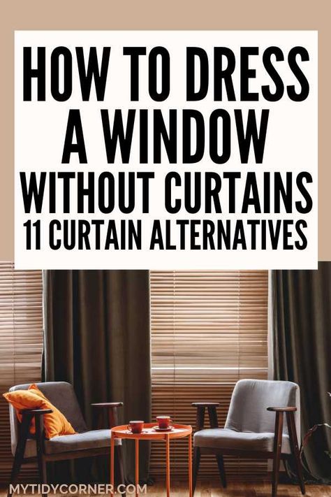 how to cover windows without curtains Curtain Replacement Ideas, Blinds No Curtains, Blind Cover Ideas, No Curtains Bedroom, Curtain Substitute Ideas, Non Fabric Window Treatments, Curtains For Weird Windows, Warm Door Curtain, Windows No Curtains