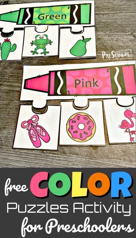 FREE Printable Color Puzzles - Fun Color Activity for Preschoolers Color Counting Activities Preschool, Color Scavenger Hunt Printable Free, Preschool Favorite Color Activities, Preschool Color Activies, Recognizing Colors Preschool, Small Group Color Activities Preschool, Color Craft For Preschool, Preschool Busy Boxes Free Printables, Colors Practice Preschool