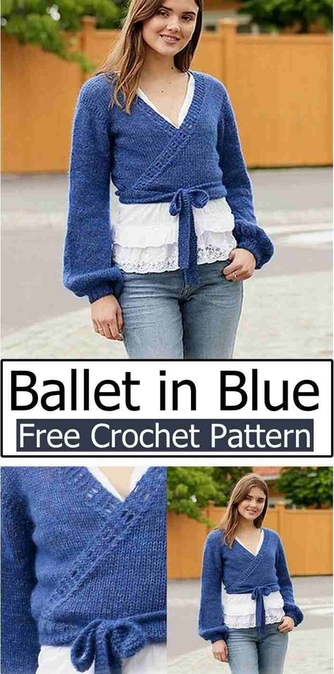 Crochet Ballet Wrap Top Crochet Wrap Jumper, Crochet Ballerina Wrap Top, Wrap Top Pattern Crochet, Crochet Ballet Cardigan, Crochet Ballet Sweater, Wrap Top Crochet Pattern Free, Ballet Core Crochet, Crochet Ballet Shrug, Crochet Wrap Sweater Pattern