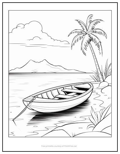 Deserted Island Drawing, The Swiss Family Robinson, Ivan Cruz, Palm Tree Island, Swiss Family Robinson, Deserted Island, English Activities For Kids, Tree Coloring Page, Printable Kids