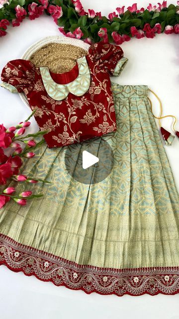 Priyanka Naidu on Instagram: "Hit Design Pattu paavadai and sattai dress🔖 

Lehenga -  Heavy pure Viscose georgette  silk with weaving border lehenga with cutwork embroidery lace and unique tassels

Inner - cotton material 

Blouse - stylish design with viscose Georgette silk blouse

*Refer size chart for size accuracy*📝

#kidswear #kidsfashion #kids #fashion #kidsstyle #kidsclothes #kidsofinstagram #fashionkids #kidsclothing #babyfashion #baby #kidsmodel #babygirl #instakids #onlineshopping #childrenswear #babyclothes #babywear #kidstyle #kidsootd #ootd #bajuanak #babyboy #style #love #handmade #stylishkids #trendykids #toddlerfashion #instafashion" Baby Lehenga Designs, Lehenga Blouse Designs For Kids, Pattu Langa Blouse Designs For Kids, Kids Lehenga Blouse Designs, Kids Pattu Langa Designs, Lehenga Designs For Kids, Pattu Lehenga For Kids, Langa Blouse For Kids, Lehenga Models