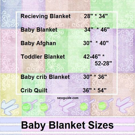 Ultimate guide to BABY BLANKET MEASUREMENTS - Know the approximate size to make your own receiving blankets, baby quilts, blankets and crib quilts Crib Quilt Size, Baby Blanket Dimensions, Baby Crib Blanket, Crib Quilt Pattern, Baby Quilt Size, Trendy Baby Blankets, Diy Baby Blanket, Quilt Size Chart