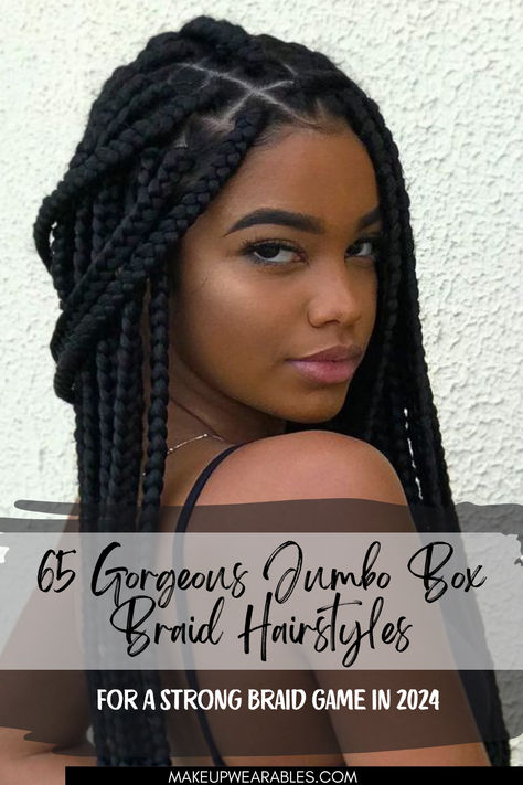 Jumbo Box Braid Hairstyles Bigger Box Braids Hairstyles, Medium Box Braids Styles Ideas, Box Braid Ideas For Black Women, Thick Braids Hairstyles, Bob Box Braids Styles Shoulder Length, Box Braids Thick, Medium Box Braids Hairstyles For Black Women, Jumbo Braids For Black Women, Large Box Braids Styles