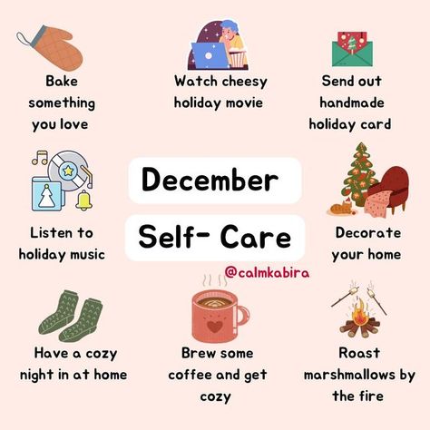 December Self Care, Self Care Winter, Christmas Self Care, Holiday Routine, Winter Self Care, Relaxation Tips, Holiday Cards Handmade, Personal Growth Motivation, Self Care Bullet Journal