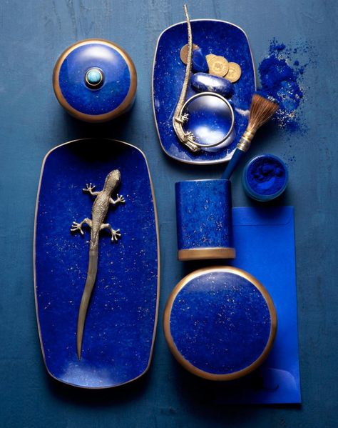 Lapis Collection - Dinnerware at L'OBJET Water Fashion, Spa Product, Lapis Blue, Spa Products, Limoges Porcelain, Feeling Blue, Klein Blue, Luxury Gift Box, Blue Aesthetic