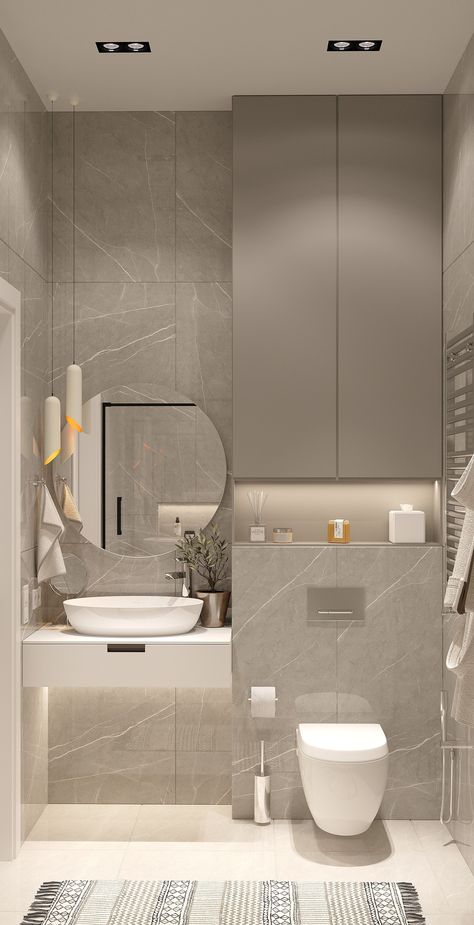 Beige Grey Bathroom Ideas, Gray And Beige Bathroom Ideas, Grey Toilet Ideas, Beige Gray Bathroom, Bathroom Ideas Grey Tiles, Grey And Cream Bathroom, Grey Beige Bathroom, Gray And Beige Bathroom, Beige And Gray Bathroom