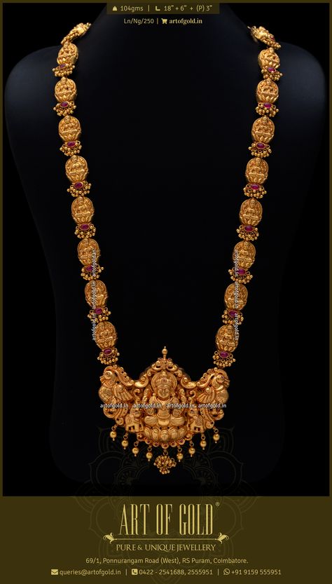 Nagas Haram | Art of Gold Jewellery, Coimbatore Nagas Gold Jewellery, South Indian Jewellery Necklace Set Gold Simple, Art Of Gold Jewellery, 80grams Gold Haram Designs, Latest Long Haram Gold Jewellery Designs In 40 Grams, Temple Jewellery Haram Gold, Jewelry Patterns Gold Necklace Long, Gold Long Necklace Indian Antiques, Nagasu Gold Jewellery