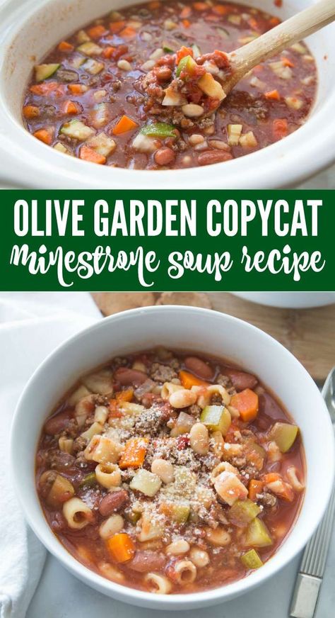 The Best Copycat Olive Garden Minestrone Soup Recipe! - Passion for Savings Olive Garden Minestrone Soup Recipe, Copycat Olive Garden Minestrone Soup, Copycat Olive Garden Minestrone, Olive Garden Minestrone, Copycat Dinner, Olive Garden Soup, Sopa Minestrone, Olive Garden Minestrone Soup, Olive Garden Soups