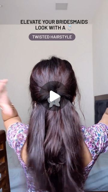 Priyanka Patel | Haircare story on Instagram: "Bridesmaids Hairstyle ❤️  Save for later  Try this beautiful hairstyle   #hairstyleoftheday #hairstylevideo #hairexpert #hairstyle #clawclip #clawcliphairstyle #reelsinstagram #hairasmr #hairvideos #longhair #longhairhairstyles #reelinstagram #reelkarofeelkaro #instagramreels #reelitfeelit #trending #haircareroutineonfleek" Ponytail For Saree Look, Ponytail Hairstyles For Saree, Hairstyles For Long Hair On Saree, Easy Hairstyles For Saree, Traditional Hairstyle For Saree, Simple Hairstyle For Saree, Bridesmaids Hairstyle, Teacher Hair, Saree Hairstyles